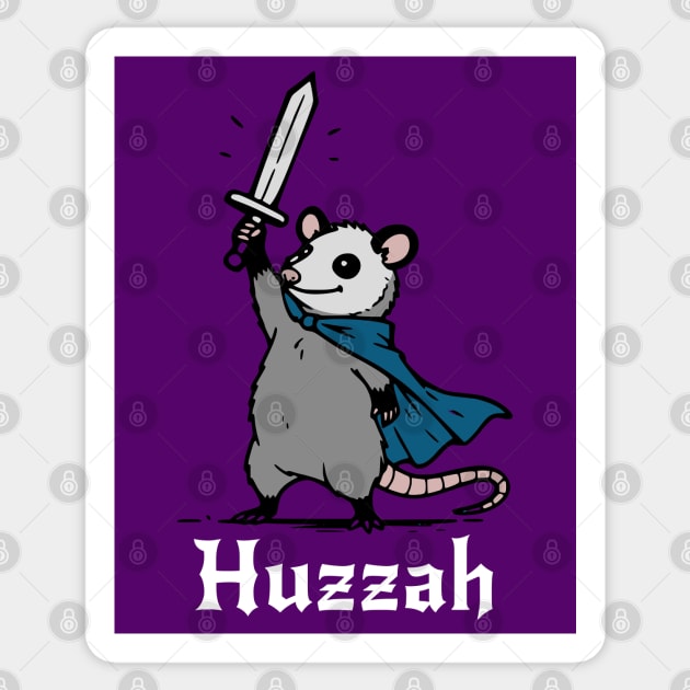 Cute Possum Knight Sends up a Cheer: Huzzah! Sticker by Luxinda
